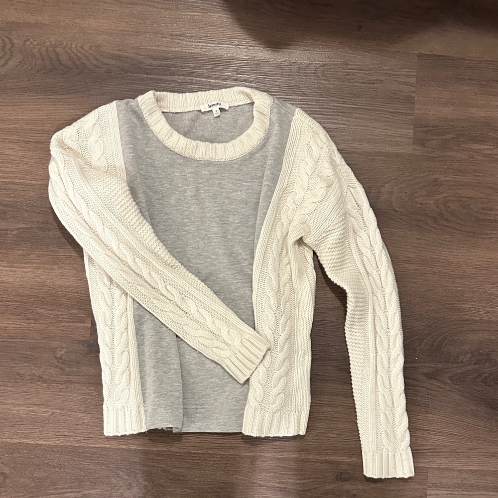 Splendid Ivory and Heather Gray Sweater